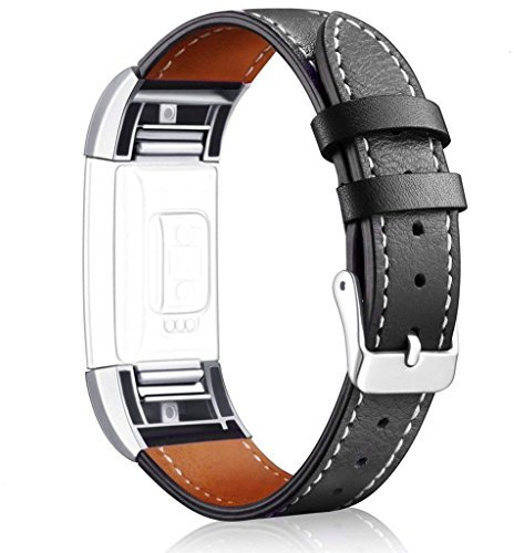 AISPORTS Compatible avec Fitbit Charge 2 Bracelet Homme, Fitbit Charge 2 Bracelet en Cuir Doux Respirant Sport Bracelet Boucle en Métal Bracelet de Remplacement pour Fitbit Charge 2 Fitness Tracker