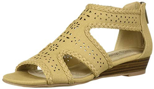 Easy Street Damen Thelma by Casual Sandalen mit Reißverschluss hinten Keilsandale, Beige Leinen, 37 EU