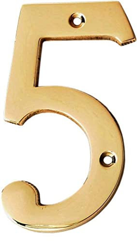 eSplanade 4 Brass House Hotel Door Number Plaque Sticky Numeric Numerical Digit 0-9 (5 (Five))