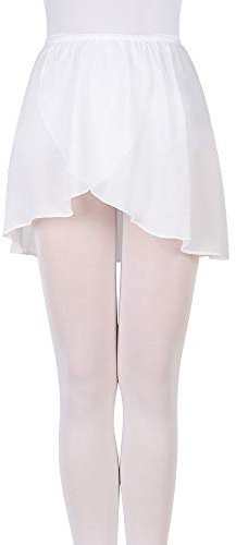 Bezioner Ballettrock Wickelrock Tanz Rock aus Chiffon zum Reinschlüpfen für Mädchen und Damen Weiß S