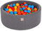 MEOWBABY Piscine À Balles 90X30cm/200 Balles ∅ 7Cm pour Bébé Enfant Bambin Jouets pour Les Tout-Petits Fabriqué de Jouet Rond Mousse Fabriqué en UE Gris Foncé: Jaune/Rouge/Vert Foncé/Orange/Bleu