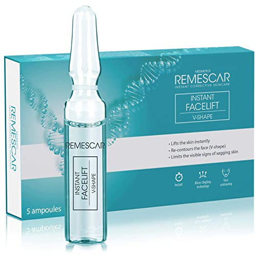 Remescar Instant Facelift V-Form 5 Ampullen – Sofortiges Anti-Aging Serum für Gesicht – Microneedling Serum für Straffung & Faltenreduktion – Kollagen-Booster – 5-Tage Behandlung für Lifting