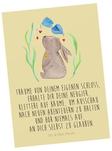 Mr. & Mrs. Panda Postkarte Hase Blume - Ostergeschenke, Osterdeko, Geschenk, Geburtstagskarte, Osterdeko, Kaninchen, Einladungskarte, Ostergeschenke,
