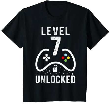 Kids Level 7 Unlocked Video Game 7th Birthday Gift T-Shirt
