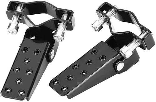 Dingln Foot Pegs Motos, Noir Repose-Pieds Moto en Métal Style Racer, Design Confortable et Pivotant, Montage Direct sans Modification, Diamètre de Montage 2.4-3.8cm