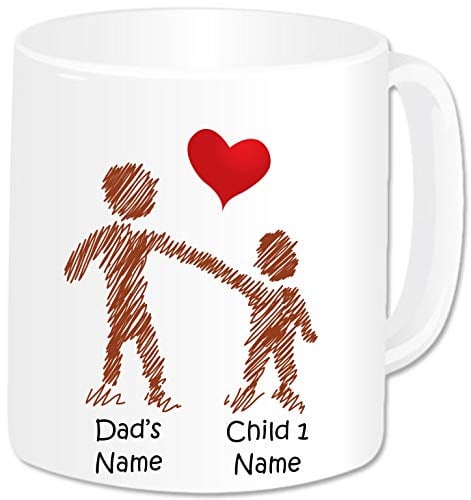 Personalised Family Gifts - Daddy Mug with 1 Kid - Birthday Christmas Father's Day Gifts Present for Dad Grandad