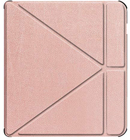 Coque Kobo Libra H2O Etui Cuir Silicone Flip 360° Protection Automatique Veille ou Réveil Magnétique Case avec Fonction Stand Etanche Housse pour Kobo Libra H2O 2019 Écran 7 (Rose Or)