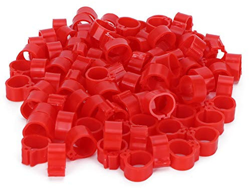 Jenngaoo 200 Stück Geflügel Fußring, roter Kunststoff Identifizieren Sie Fußclip Ring Training Tool für Geflügel Hühner Enten Gans Vogel Tauben(10mm)