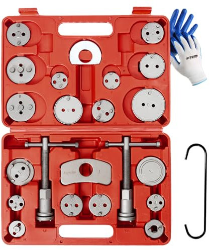 ATPEAM Kit Repousse Piston Frein 25 Pièces, Outils de Repousse Piston Frein Arrière avec Adaptateurs et Mallette, Inclus Gants Bleus et Blancs