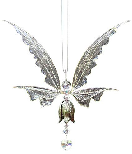 FeiliandaJJ Kristall Sonnenfänger, Engel Flügel Windspiele für draußen, Kristalle Deko Anhänger, Wind Chime, Windspiele Hängend Anhänger für Draußen Patio Rasen Yard Garten Dekoration (Weiß)