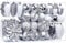 SHareconn 106pcs Christmas Baubles Ornaments Set,Shatterproof Plastic Decorative Baubles for christmas tree decorations, Holiday Wedding Party Decoration with Hooks Included, White & Silver