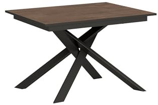 Itamoby, Table Ganty extensible noyer bord anthracite 90 x 120 cm allongé 180