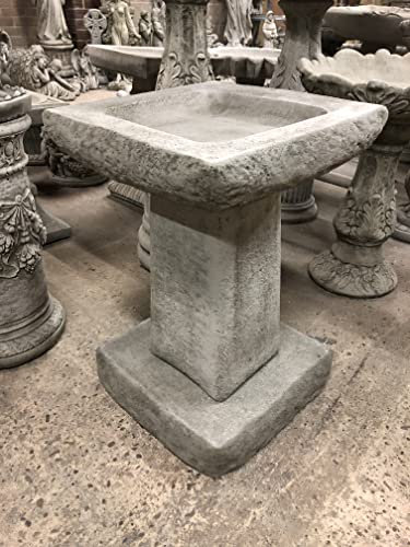 Bird Bath Chunky stone square 3 piece,Concrete Garden ornaments Bird baths