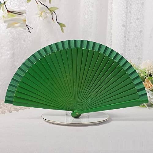 qbodp 2 Stück Hölzerner Faltbarer Handfächer Für Damen,Spanischer Vintage-Faltfächer 9 Zoll Tragbarer Faltbarer Hand Fächer Für Hochzeit,Tanz,Party,Aufführung,Grün