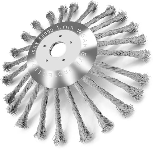 JKKLCC 254mm Unkrautbürste Freischneider mit 25.4mm Bohrung-Hochwertige Wildkrautbürste für Motorsense - Drahtbürste Freischneider für effektive Moosentfernung, Silber
