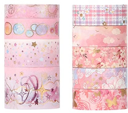 LGEGE 9 Rollen ästhetisches Washi Tape Set, 30/20/15/10 mm breit, süßes Erinnerungs-Thema, japanisches Abdeckband (4 m), dekorieren Sie Ihr, Scrapbooking-Zubehör, Bullet Journal, Kawaii-Schreibwaren