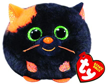 Ty Beanie Balls Salem das Schwarze und orange Kätzchen mit grünen Glitzeraugen, weiche runde Plüschtiere zum Sammeln 8 cm T42529