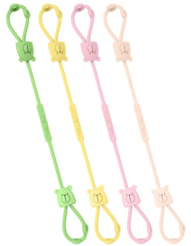 Vicloon Cup Catcher, 4 Stück Sicherheitsgurte Für Spielzeug,Trinkbecher Halteriemen Verstellbarer für Kinderwagen/Babytrage/Autositz, 100% Lebensmittelqualität Silikon, BPA-frei