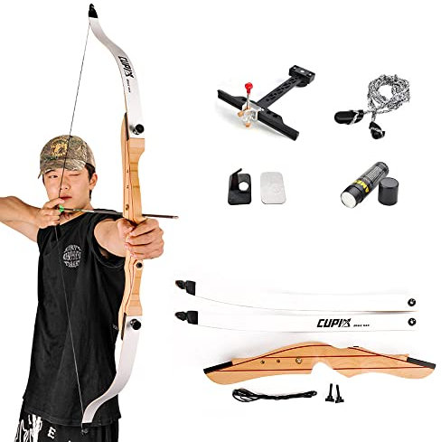54 Zoll Bogenschießen Recurve Bogen und Pfeil Set für Jugend Anfänger Praxis Training Bogen 10/14/16lbs Traditionell Holzbogen Wettbewerb Bogen Takedown Recurvebogen (14lbs, Typ 1)