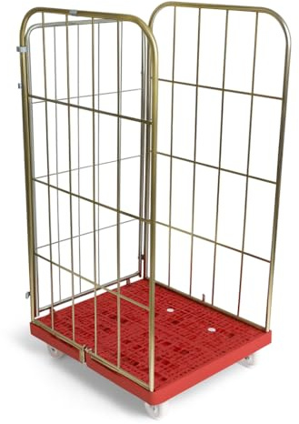 Horison Industries Steel Roll Unit Mesh Pallet Cage 1545x845x750mm with 3 Removable Sides, 500 kg UDL Heavy Duty Metal Storage Unit for Warehouse, Cage for Crates Storage Boxes, Trolley On Wheels