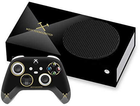 Head Case Designs Offizielle West Ham United FC Schwarz & Gold Kunst Vinyl Haut Gaming Aufkleber Abziehbild Abdeckung kompatibel mit Xbox Series S Console and Controller Bundle