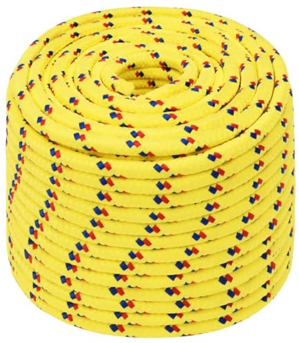 vidaXL Bootsseil Ankerleine Festmacher Tauwerk PP Leine Seil Tau Polypropylenseil Geflochten Flechtleine Gelb 12mm 250m Polypropylen