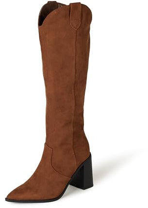 The Drop Stivali Western Altezza Ginocchio Cassandra da Donna, Cognac, 43