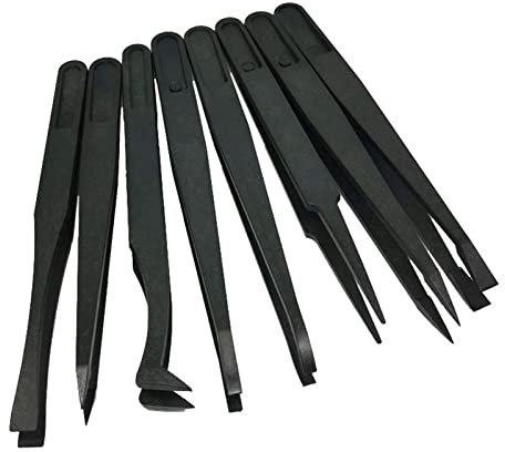 zalati Lot de 8 pinces à épiler antistatiques en plastique pour l'électronique, la fabrication de bijoux, le travail de laboratoire, la réparation