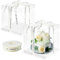 ZIOYA 2 Stück Transparente Kuchenbehälter 8 inch Einschichtiger Kuchenschachtel Geschenkbox Durchsichtig Tortenschachtel Dessert Box mit Deckel Bündel Bänder für Geburtstag Geschenk Boxen(26x26x18cm)