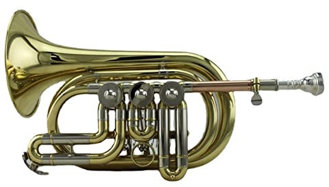 Trompete im Taschenformat Neue Messingrohrkörperlackierung Gold B-Melodie Blechblasinstrument Drehventil Taschentrompete Palm Trompete Kornett Taschentrompete
