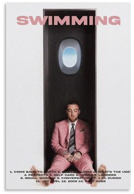 LAHTI Mac Miller Schwimmen-Poster, dekoratives Gemälde, Leinwand-Wandposter und Kunstdruck, modernes Familienschlafzimmer-Dekor-Poster, 40 x 60 cm