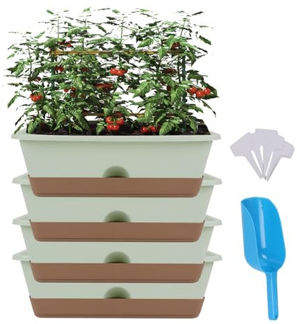 TWSOUL Macetero de 6 L para palés, jardinera de plástico, juego de paletas (6 unidades)