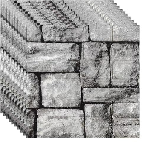 3D Wandpaneele Selbstklebend, 10 Stück Tapete Steinoptik, Steintapete Wandaufkleber, Fototapete Selbstklebend, Dekorfolie für Küche Schlafzimmer Wohnzimmer (35 x 35 x 0.3 cm, Schwarz+Weiß)
