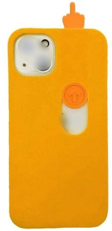 LEVDRO 3D Printed Middle Sliding Finger Sliding Phone Case, Funny Spoof Phone Case, Funny Spoof Phone Case, Creative Friendly Gesture Case Toy Model for iPhone 15/14/13 (Orange,for iPhone 15 Pro)