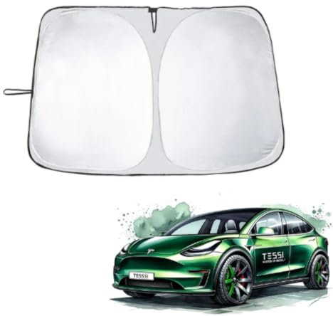 TESSI Sonnenschutz Windschutzscheibe passend für das Tesla Model Y/3 - Schützt den Innenraum bei heißen Temperaturen - Verringert Temperatur und erhöht Effizient des Tesla Model Y/3