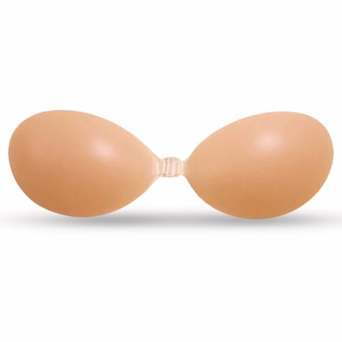 DUPELEC Soutien-gorge adhésif en silicone push-up - Dos nu - Invisible - Soutien-gorge sans bretelles - Coussinets adhésifs réutilisables - Invisible - Pour robe de mariée - Vêtements dos nu, beige, C