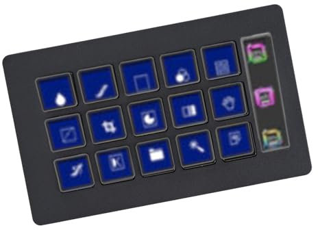 Studio Controller mit Leistungsstarken Plugins 15 One-Touch-Bedienung LCD-Tasten Audio-Mixer-Triggeraktionen für OBS für Twitch für, Funktioniert mit Mac und PC,