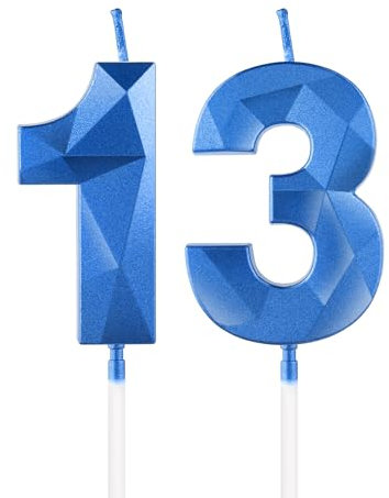 Königsblaue Kerzen Zum 13. Geburtstag, 3D Zahl 13 Kerze Für Kuchen, Junge Mädchen Geburtstagsdekorationen, Kuchendekorationen Für Geburtstagsfeier Hochzeitstag