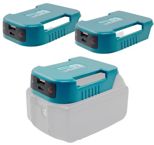 TPDL 2 Pack USB Charger Adapter Compatible with Makita 18V Battery Adapter with USB & Type-C Fast Charging Power Wheel Adapter USB Charger for BL1450, BL1460, BL1815