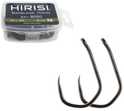 50 StüCk PTFE-Beschichteter Edelstahl Mit Hohem Kohlenstoffgehalt Widerhakenloser Angelhaken Mit öSe AngelzubehöR (FBA-8020-10)