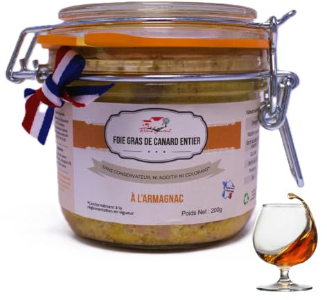 Foie Gras Entier à l’Armagnac 80 g – Relais Gourmet | Artisanal Français Sud-Ouest | Sans Conservateurs, Additifs ni Colorants | Idéal Noël, Cadeaux & Fêtes