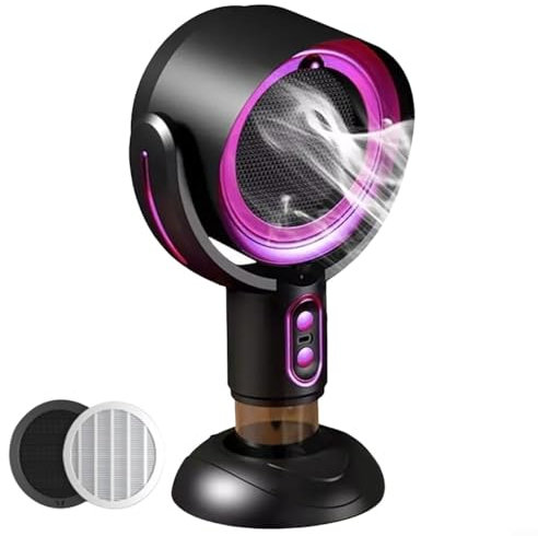 EXTRWORY Portable Desktop Exhaust Fan USB Rechargeable Kitchen Smoke Extractor Adjustable Speed Oil Pump Hot Pot Ventilator for Home Outdoor BBQ(Black purple)