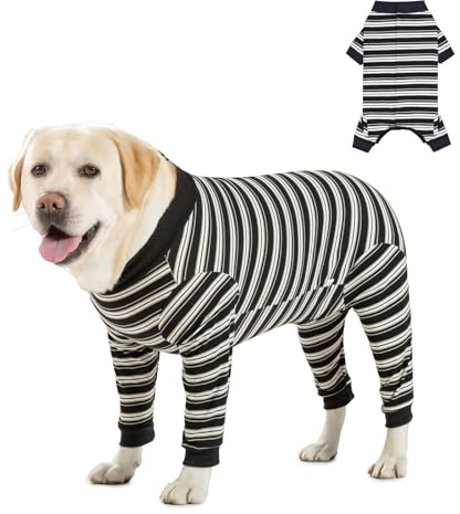 DoggieKit Chirurgischer Genesungsanzug für Hunde nach Operationen, Haustier Anti Lecken Chirurgie Anzug, Pet Surgical Suit Bodysuit für Kleine Mittlere Hunde,Wundschutz (Schwarz, L)
