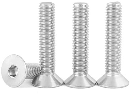20 viti a testa svasata M4 x 25, in acciaio inox, esagonale, filettatura metrica, viti a testa svasata durevoli per mobili, ingegneria meccanica e fai da te, viti M4 di alta qualità con esagono
