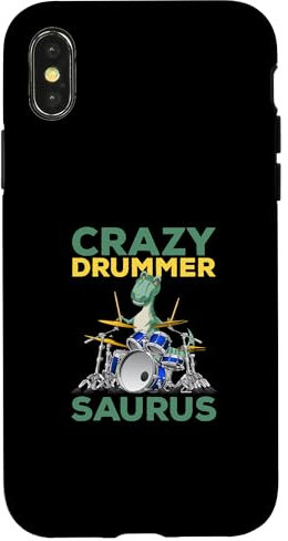 Crazy Drummer Saurus Drum Player Batteria Lettore musicale Dinosauro Custodia per iPhone X/XS