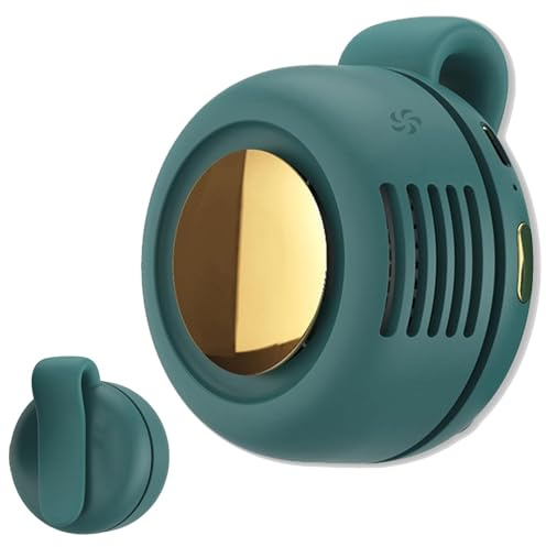 Portable Silent Mini Bladeless Electric Fan Small Whirlwind Clip Waist Neck Fan Portable Cooling-Fan with 3-speeds Wearable Hands Free Fan Clip Personal Mini Fans for Outdoor Travel Office (Green)