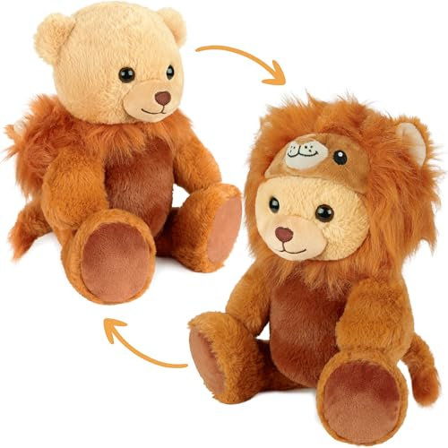 BRUBIES Teddy Löwe - 25 cm Teddybär im Löwenkostüm mit Kapuze - Plüschtier für kuschelige Abenteuer - Kuscheltier Geschenk für Kinder - Braun