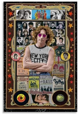 KEEP MARY John Lennon Poster Dekorative Malerei Leinwand Wandkunst Wohnzimmer Poster Schlafzimmer Malerei 12x18inch(30x45cm)