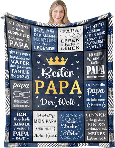 Kuscheldecke Geschenke für Papa - Personalisierte GeburtstagGeschenke Decke An Meine Papa - Vatertag Thanksgiving Geschenk für Vater, Super Weiche Flanelldecke Schlafdecke für Vater von Sohn Tochter
