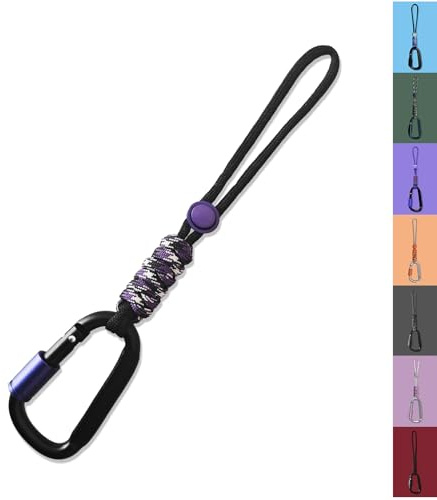 Jaymokes Porte-clés en paracorde avec anneau en D en métal pour bouteille d'eau, clés, sacs à dos et plus (1, violet et noir)